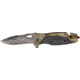 Tac Force Rescue Lock A/O Fold Knife 4 3/4in., A/O SS crosshatch blade, Alum. and desert tan camo Compo. handle TF743DM