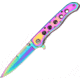 Tac Force Slim Lock A/O Rainbow Fold Knife, Rainbow SS PE, Rainbow Handle TF803RB