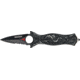 Tac Force Small Speed Fold Knife, black HC SS A/O Dagger, gray anodized laser CO of dragon handle TF707GYS