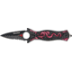 Tac Force Small Speed Fold Knife, black HC SS A/O Dagger, pink anodized laser CO of dragon handle TF707RDS