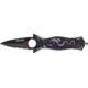 Tac Force Small Speed Fold Knife, black HC SS A/O Dagger, purple anodized laser CO of dragon handle TF707PES
