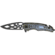 Tac Force Speed Assist Fold Knife 4.50in, black SS skeletonized A/O blade, Green and black camo Alum. handle TF643BL