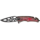 Tac Force Speed Assist Fold Knife 4.50in, black SS skeletonized A/O blade, Green and black camo Alum. handle TF643RD