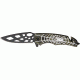 Tac Force Speed Assist Fold Knife 4.50in, black SS skeletonized A/O blade, Green and black camo Alum. handle TF643SL
