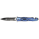 Tac Force Speed Assist Fold Knife 4.50in, SS A/O blade w/ dual Ext. tang, Black Alum. handles w/ blue Alum. overlay w/ scorpion TF664BL