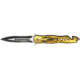 Tac Force Speed Assist Fold Knife 4.50in, SS A/O blade w/ dual Ext. tang, Black Alum. handles w/ gold Alum. overlay w/ scorpion TF664Y