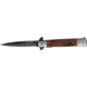 Tac Force Speed Assist Fold Knife 5in, black SS A/O blade, Brown wood handles w/ decorative carved flam TF610FLS