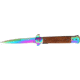Tac Force Speed Assist Fold Knife 5in, rainbow SS A/O blade, Brown wood handles w/ decorative carved scorpion TF609SCR