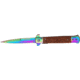 Tac Force Speed Assist Fold Knife 5in, rainbow SS A/O blade, Brown wood handles w/ decorative carved spider TF609SPR