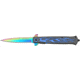 Tac Force Speed Assist Fold Knife 5in, rainbow SS A/O blade, handle has blue flame Alum. trim TF647BL