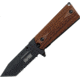 Tac Force Speed Combat Fold Knife, PS, A/O, black 440 SS tanto blade, Black Alum. frame w/ checkered brown faux wood Com TF754TWD