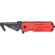 Tac Force Speed Lock Fold Knife 3.5in, black 440 SS A/O hook blade, Red Alum. handles w/ Fire Department shield TF748FDH
