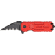 Tac Force Speed Lock Fold Knife 3.5in, black 440 SS A/O scallped edge blade, Red Alum. handles w/ Fire Department shield TF748FDS