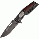 Tac Force Speed Lock Fold Knife 4 3/4in, A/O black 440 SS PS modified clip blade, handle has brown checkered wood onlay trim TF777C