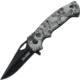 Tac Force Speed Lock Fold Knife 4.5in, black 440 SS A/O blade, Checkered snow camo silver, gray and black Comp. TF765SC