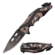 TAC Force Spring Assisted Knife w/Cutter and Glass Breaker, 3.5 in, 3Cr13 Stainless Steel Stainless Steel, Drop Point, Camo/Black, TF-1021CA