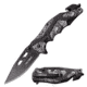 TAC Force Spring Assisted Knife w/Cutter and Glass Breaker, 3.5 in, 3Cr13 Stainless Steel Stainless Steel, Drop Point, Grey/Black, TF-1021GY