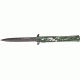 Tac Force Stiletto Fold Knife, black HC SS stilettoblade, Anodized Alum. handles w/ dragon laser CO TF724SL