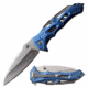 TAC Force TF-1005BL Spring Assisted Knife, 3.75in, 3CR13 Stainless Steel, Spear Point, Black Blade, Aluminum Handle, Blue, TF-1005BL