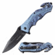 TAC Force TF-1006BL Spring Assisted Knife, 3.5in, 3CR13 Stainless Steel, Spear Point, Black Blade, Aluminum Handle, Blue/Camo, TF-1006BL