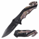 TAC Force TF-1006CA Spring Assisted Knife, 3.5in, 3CR13 Stainless Steel, Spear Point, Black Blade, Aluminum Handle, Black/Brown Camo, TF-1006CA