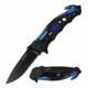 TAC Force TF-723BL Spring Assisted Knife, 3.25in, Stainless Steel, Drop Point, Half-Serrated, Black Blade, Aluminum Handle, Black/Blue, TF-723BL