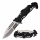 TAC Force TF-932ST Spring Assisted Knife, 3.6in, Stainless Steel, Spear Point, Half-Serrated, Polished Blade, Stainless Steel Handle, Black, TF-932ST