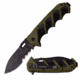 TAC Force TF-942BGCS Spring Assisted Knife, 3.75in, 3CR13 Stainless Steel, Spear Point, Half-Serrated, Black Blade, Rubber/Plastic Handle, Black/Green, TF-942BGCS