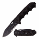 TAC Force TF-942BK Spring Assisted Knife, 3.75in, 3CR13 Stainless Steel, Spear Point, Half-Serrated, Black Blade, Rubber/Plastic Handle, Black, TF-942BK