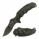 TAC Force TF-943BK Spring Assisted Knife, 3.75in, 3CR13 Stainless Steel, Recurved, Half-Serrated, Black Blade, Aluminum Handle, Black, TF-943BK