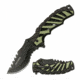 TAC Force TF-944GN Spring Assisted Knife, 3.75in, 3CR13 Stainless Steel, Recurved, Half-Serrated, Black Blade, Aluminum Handle, Black/Green, TF-944GN