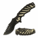 TAC Force TF-944TN Spring Assisted Knife, 3.75in, 3CR13 Stainless Steel, Recurved, Half-Serrated, Black Blade, Aluminum Handle, Black/Tan, TF-944TN