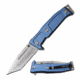 TAC Force TF-969BL Spring Assisted Knife, 3.6in, 3CR13 Stainless Steel, Modified Tanto, Stonewashed Blade, Aluminum Handle, Blue, TF-969BL