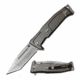 TAC Force TF-969GY Spring Assisted Knife, 3.6in, 3CR13 Stainless Steel, Modified Tanto, Stonewashed Blade, Aluminum Handle, Gray, TF-969GY
