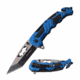 TAC Force TF-970BL Spring Assisted Knife, 3.5in, 3CR13 Stainless Steel, Tanto, Black/Steel Blade, Aluminum Handle, Blue, TF-970BL