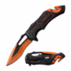 TAC Force TF-976EM Spring Assisted Knife, 3.5in, 3CR13 Stainless Steel, Recurved, Orange Blade, Aluminum Handle, Black/Orange, TF-976EM
