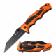TAC Force TF-978OR Spring AssistedKnife, 3.25in, 3CR13 Stainless Steel, Reversed Tanto, Black Blade, Aluminum Handle, Orange, TF-978OR