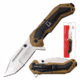 TAC Force TF-980TNCS Spring Assisted Knife, 3.5in, 3CR13 Stainless Steel, Modified Tanto, Steel Blade, Nylon Fiber/Rubber Handle, Tan, TF-980TNCS