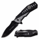 TAC Force TF-988GY Spring Assisted Knife, 3.5in, 3CR13 Stainless Steel, Drop Point, Black Blade, Aluminum Handle, Black/Gray, TF-988GY