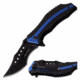 TAC Force TF-989BL Spring Assisted Knife, 3.5in, 3CR13 Stainless Steel, Recurved, Black Blade, Aluminum Handle, Black/Blue, TF-989BL