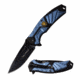 TAC Force TF-995BL Spring Assisted Knife, 3.5in, 3CR13 Stainless Steel, Spear Point, Black Blade, Aluminum Handle, Blue/Black, TF-995BL
