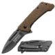 TAC Force Titanium Plated Half-Serrated Blade Knife, Tan TF 682T