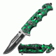 TAC Force Two Tone 440 SS Blade Skull Knife, Green TF 809GN