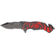 Tac Force Zebra Stripe Rescue Fold Knife, black HC SS A/O PS blade, Black and red zebra stripes on handle TF714BRD