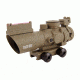 Tacfire 4X32 Prismatic Tri-Illumination Scope w/Fiber Optic Front Sight/BackUp Iron Sight/Rapid Ranging Reticle, Dark Earth Tan, SCDFO432T-R
