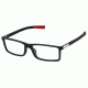 Tag Heuer 0512 Progressive Prescription Eyeglasses, Matte Black Frame - Matte Black/Red Temples Frame, Clear Lens-0512-001PR