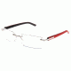 Tag Heuer Trends Rubber Eyeglasses, Polished Frame/Red Black Temples, Clear Lens 8110-005