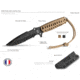 TB Outdoor Survival Fixed Blade Knife, 9.75in Overall, 4.5in Black PVD MOX Steel Blade, Coyote Brown Paracord Wrapped Handle, Kydex Sheath, 11060032