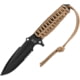 TB Outdoor Survival Fixed Blade Knife, 9.75in Overall, 4.5in Black PVD Partially Serrated MOX Steel Blade, Coyote Brown Paracord Wrapped Handle, Kydex Sheath, 11060004