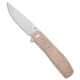 Tenable Knives Einar Folding Knife, 3.13in, Nitro V Steel, Drop Point Blade, Micarta, Brown Handle, Brown/Gray, 7.21 inch, BHQ-215988